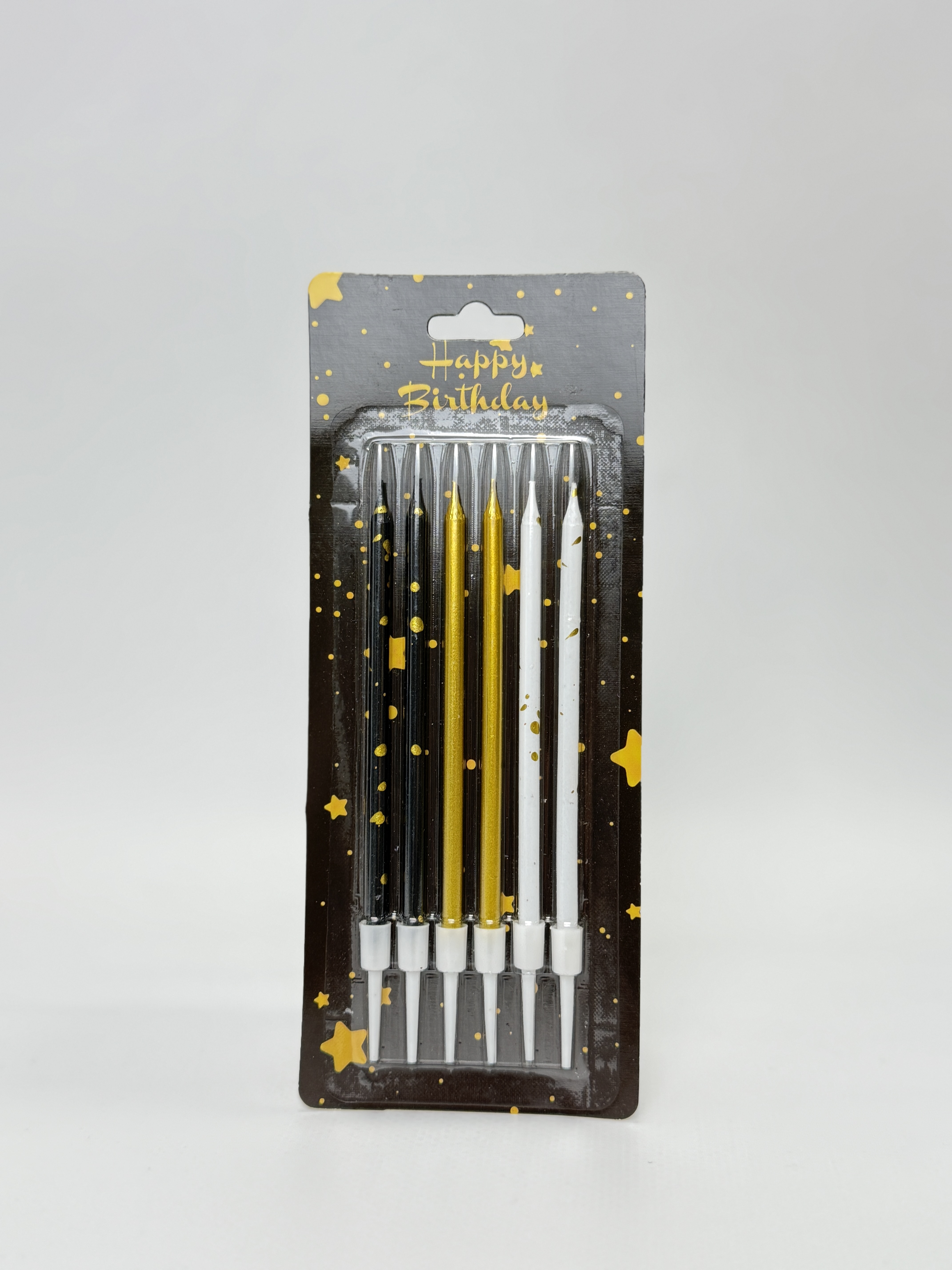 Свічки для торта білі. золоті. чорні з золотими бризками 10 см 6 шт/уп