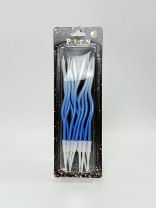 Свічки для торта "Хвилька" омбре синьо-білі 12 шт/уп