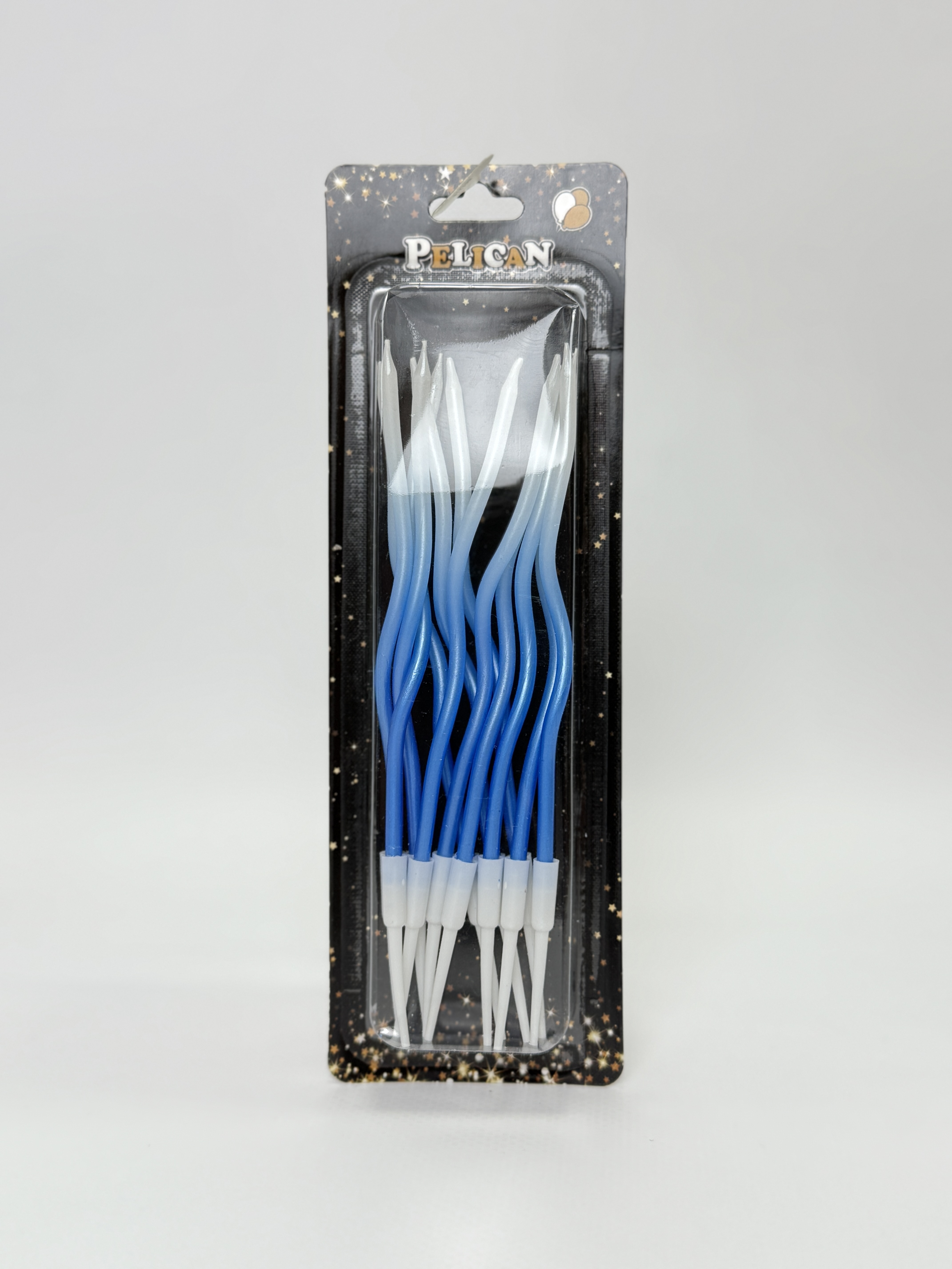 Свічки для торта "Хвилька" омбре синьо-білі 12 шт/уп