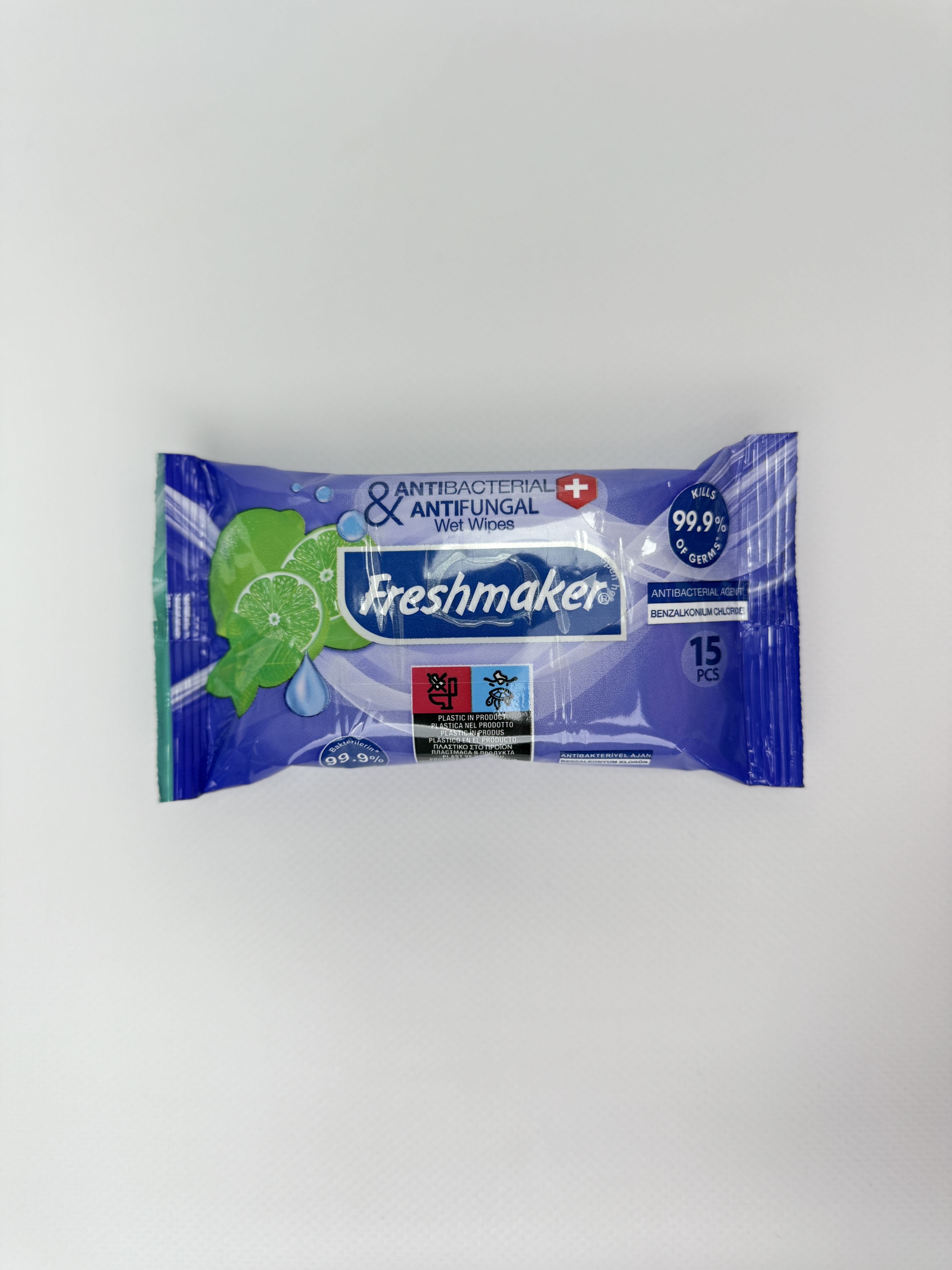 Freshmaker Серветки вологі Antibacterial (Lemon/Lime). 15шт