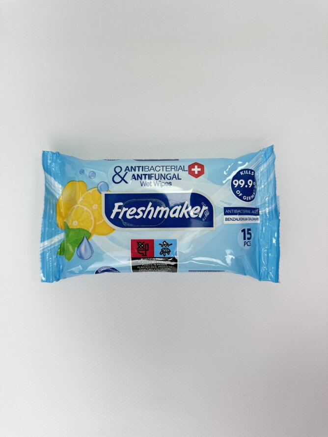 Freshmaker Серветки вологі Antibacterial (Lemon/Lime). 15шт