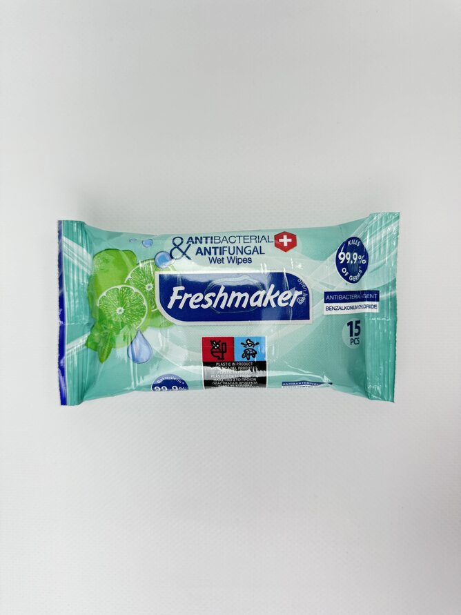 Freshmaker Серветки вологі Antibacterial (Lemon/Lime). 15шт