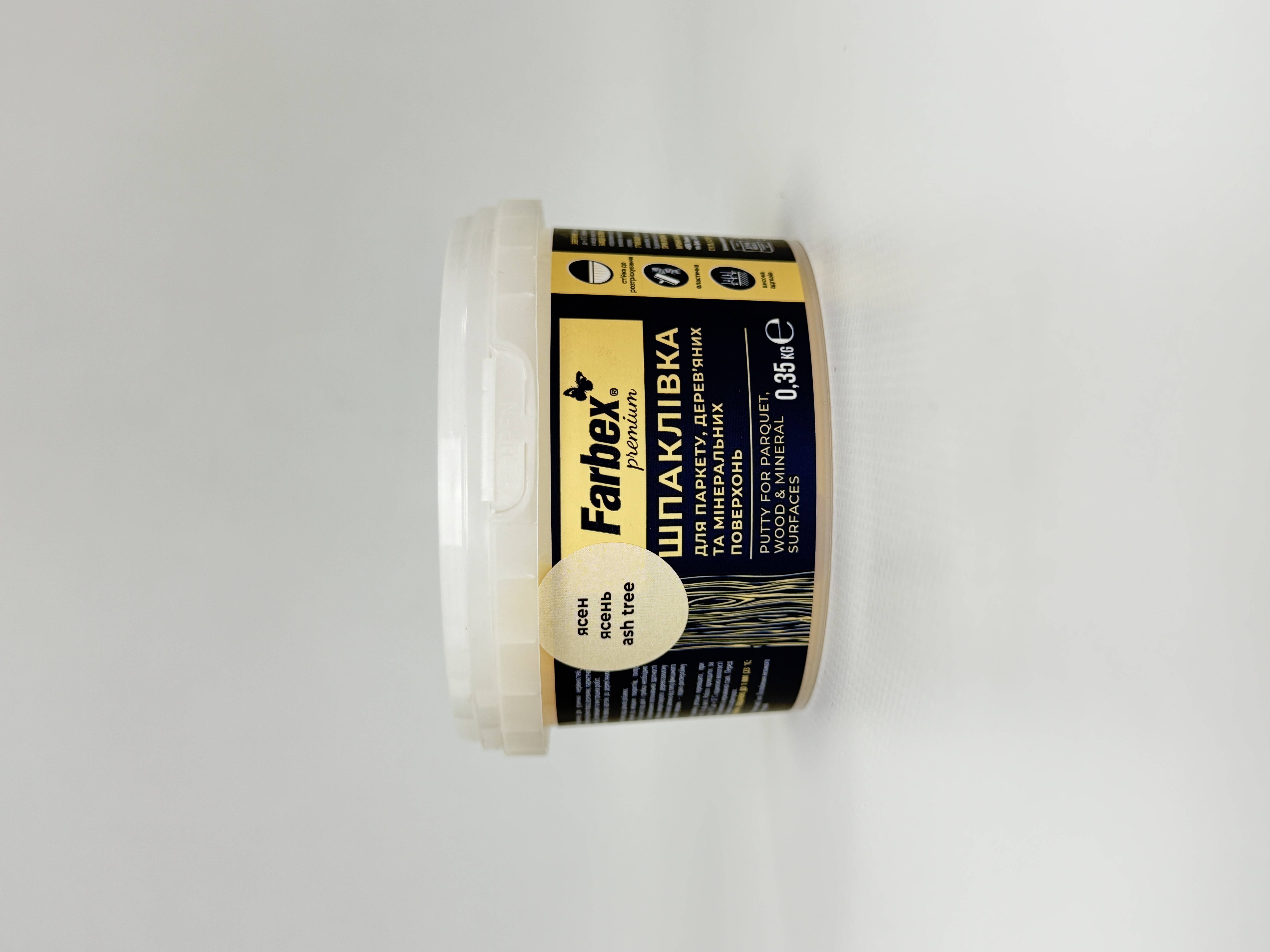 Шпаклівка для паркету. дер. та мінер. поверхням. ясен ТМ "Farbex" - 0.35 кг