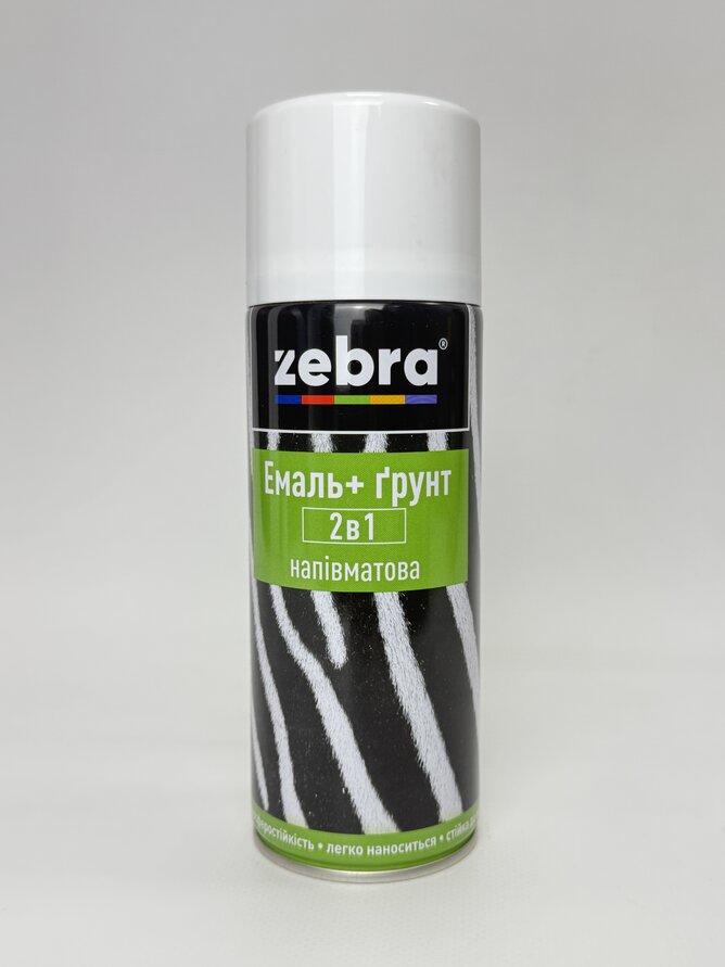 Балон фарба 2в1 №12 напівмат. білий 400 мл ZEBRA