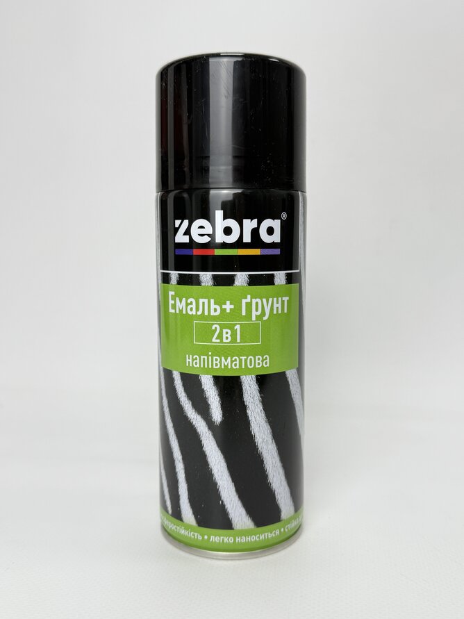 Балон фарба 2в1 №90 напівмат. чорний 400 мл ZEBRA