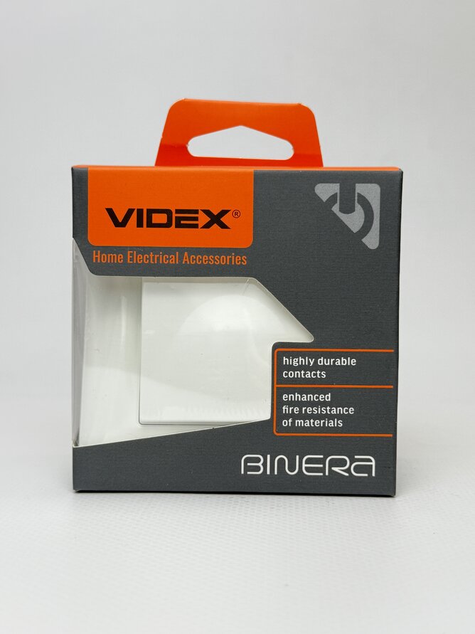 Розетка BINERA біла 1А із заземл. і кришкою VF-BNSK1GC-W VIDEX