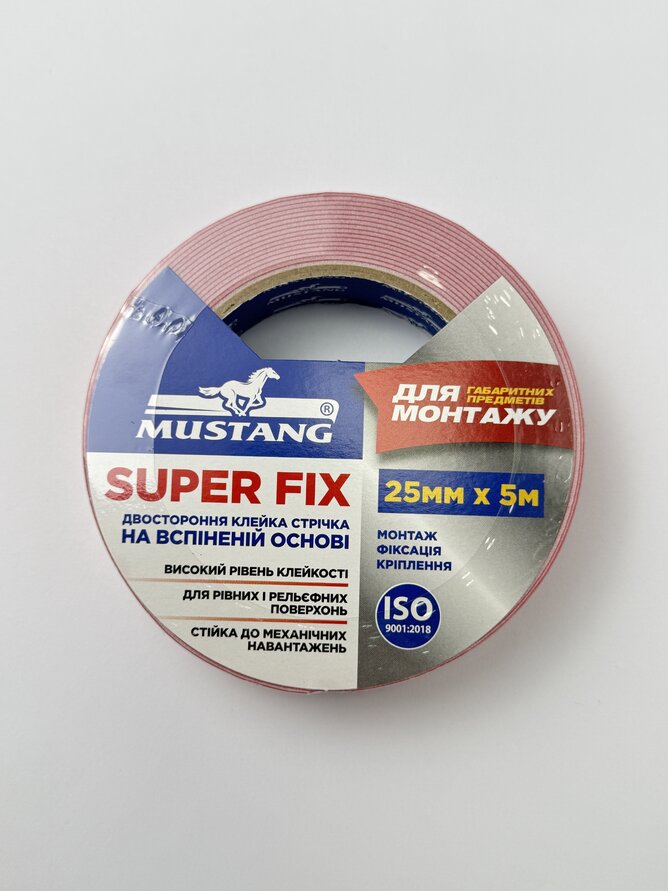 Стрічка клейка двостор. на вспіненій осн. SUPER FIX MUSTANG 25мм*5м